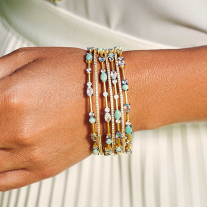 Touch of Turquoise 3 Stack Slide On Bangles - FREIDA ROTHMAN