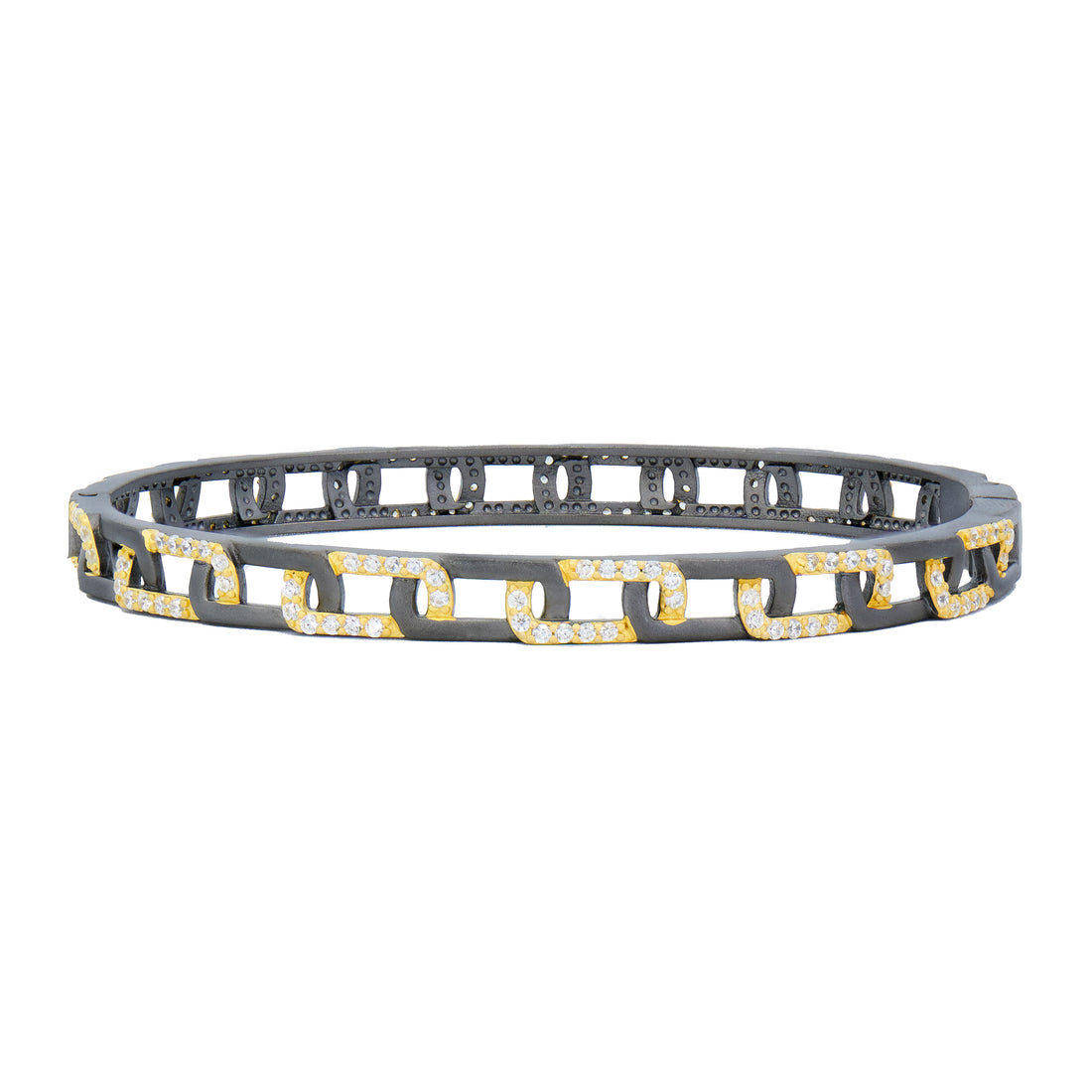 Signature Grit Chain Link Pavé Thin Hinge Bangle