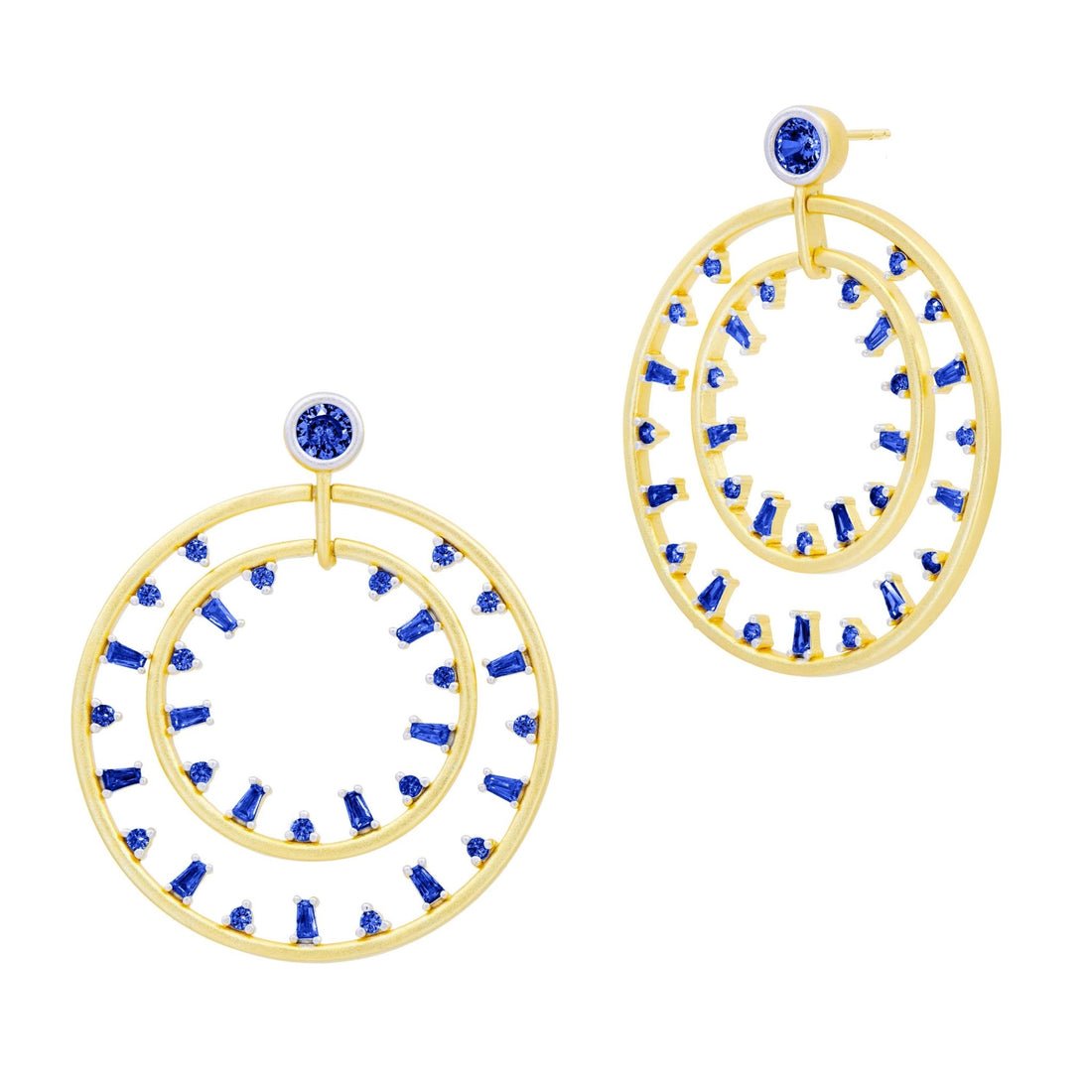 Midnight Mosaic Double Open Hoop Earrings - FREIDA ROTHMAN