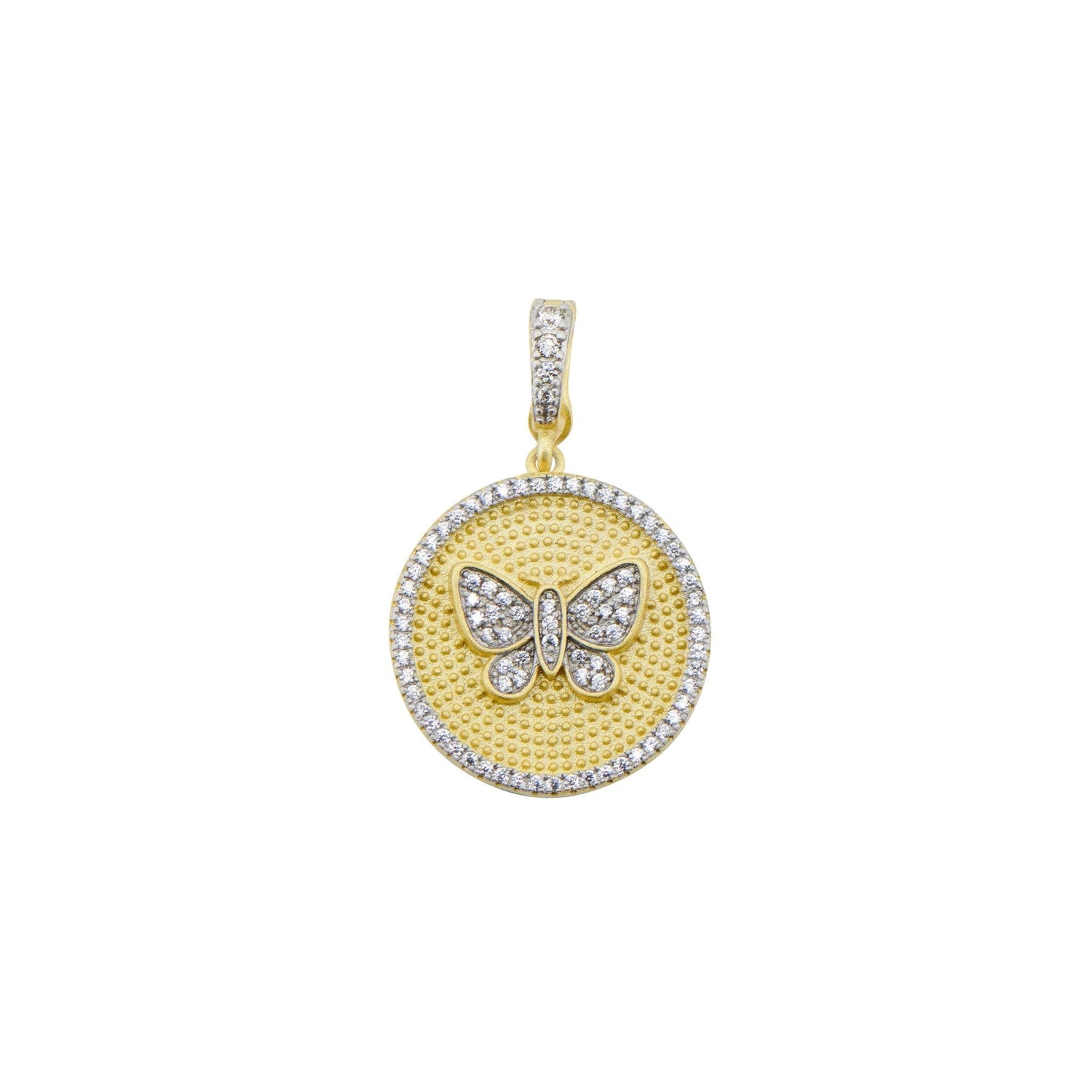 Butterflies in Bloom Textured Shield Pendant - FREIDA ROTHMAN