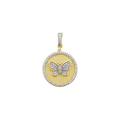 Butterflies in Bloom Textured Shield Pendant - FREIDA ROTHMAN