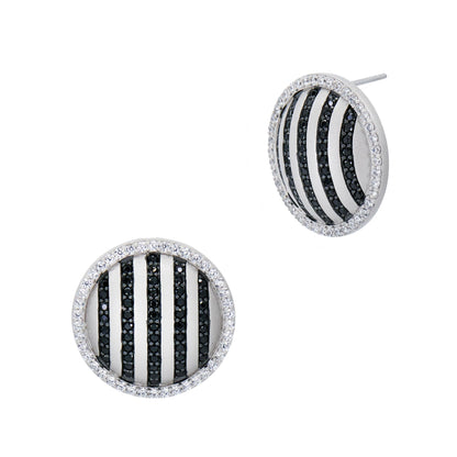 Industrial Finish Pavé Grit Disc Stud Earrings - Limited Edition - FREIDA ROTHMAN