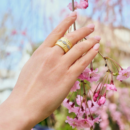 Petals in Bloom Textured Cigar Band Ring - FREIDA ROTHMAN