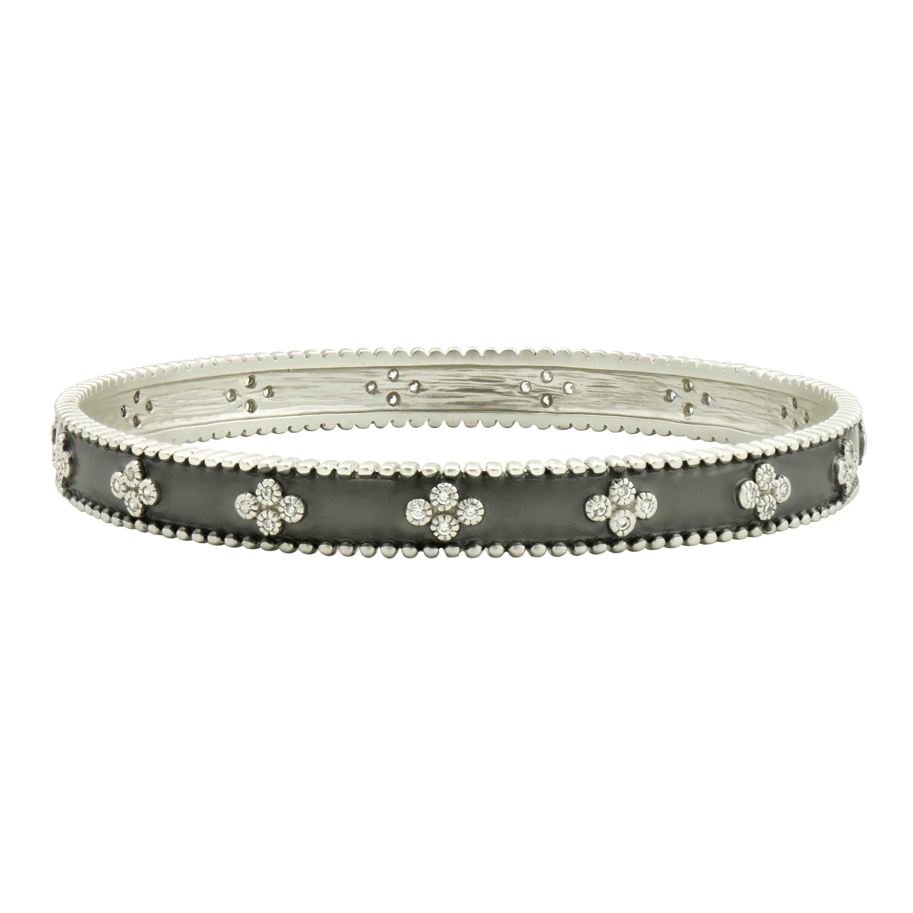 SilverBlack A Clover Stackable Bangle Signature BRACELET