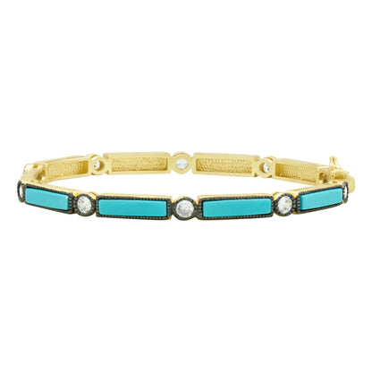 GoldBlackTurquoise Baguette Bar Hinge Bangle FREIDA ROTHMAN BRACELET