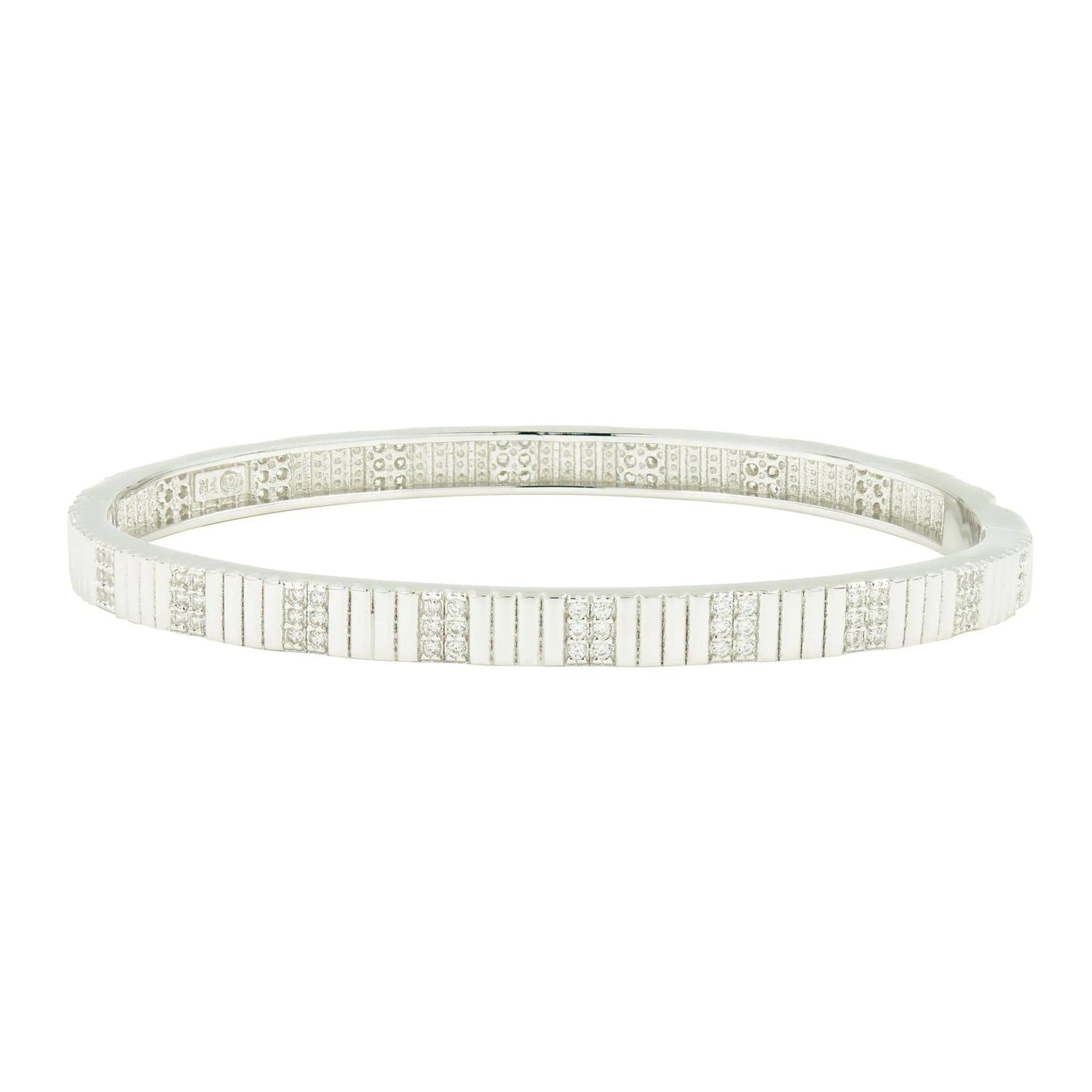 PlatinumonSterlingSilver Sleek Pavé Hinge Bangle Radiance BRACELET