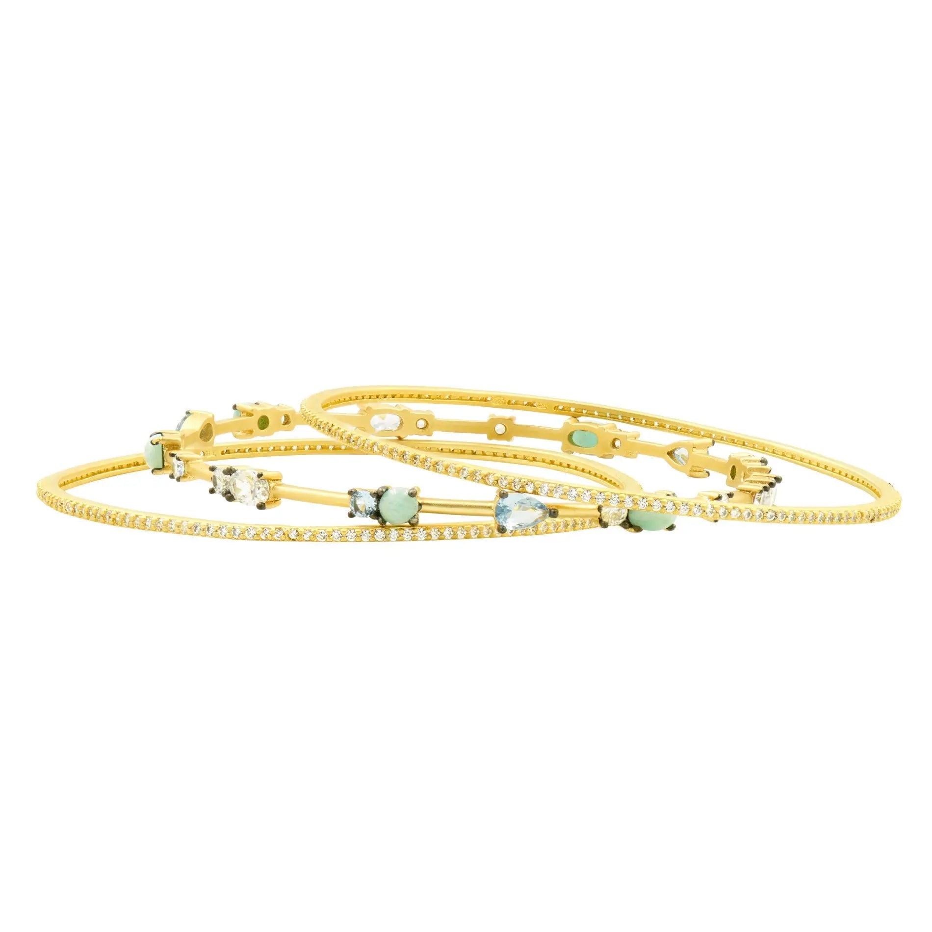 Touch of Turquoise 3 Stack Slide On Bangles - FREIDA ROTHMAN