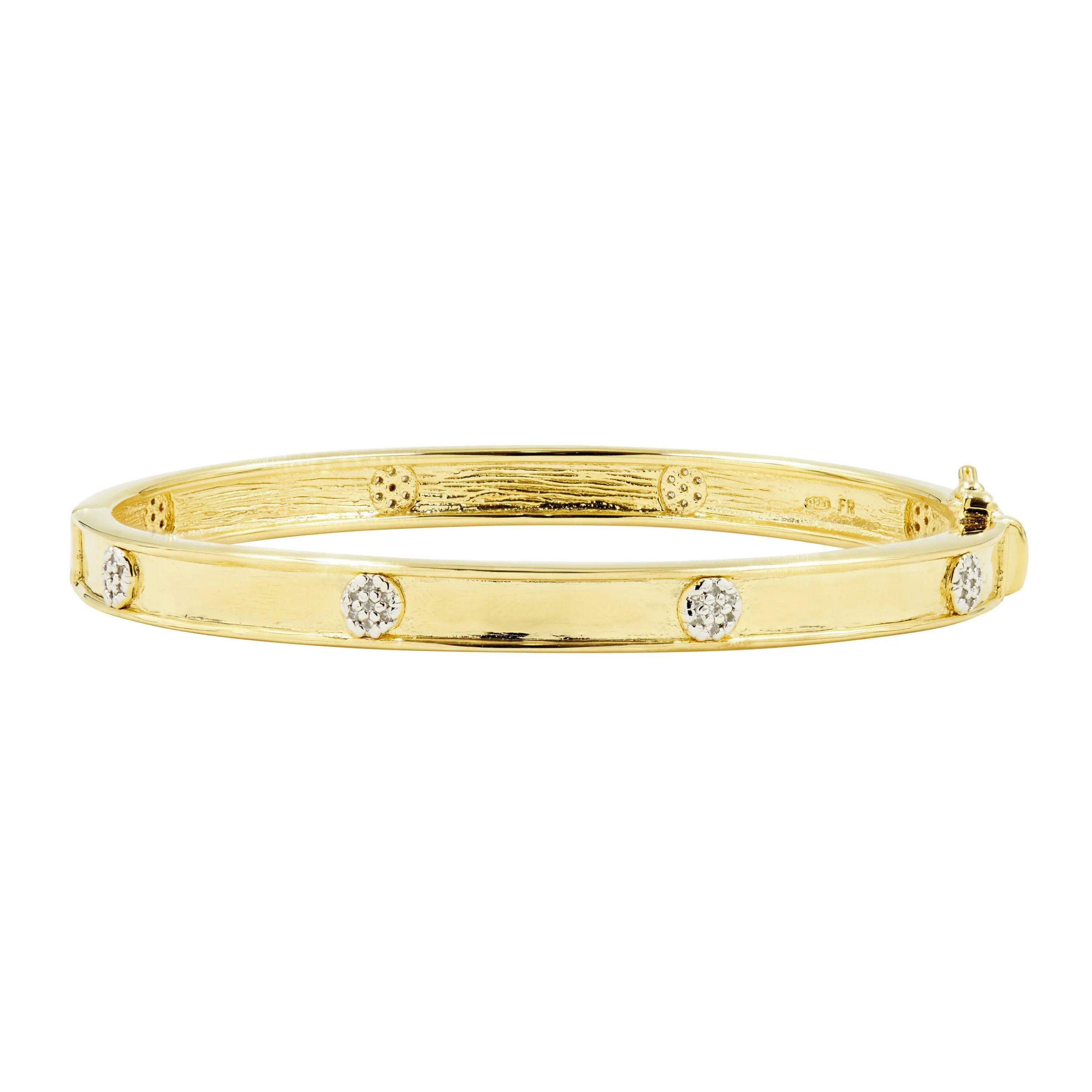 14KGoldandPlatinumonSterlingSilver Your Shining Moment Hinge Bangle Radiance BRACELET