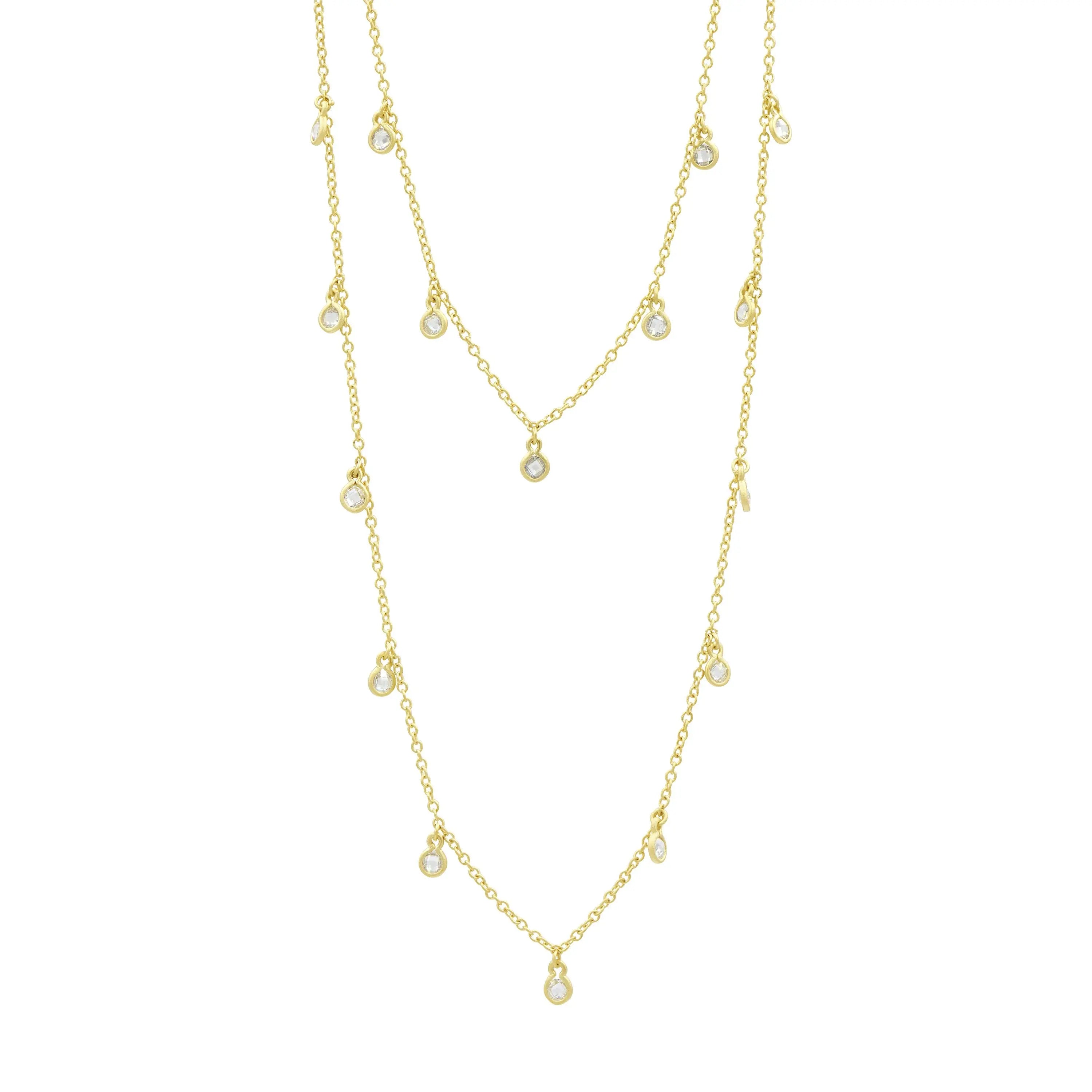 Gold Bezel Droplet Strand Necklace Signature 