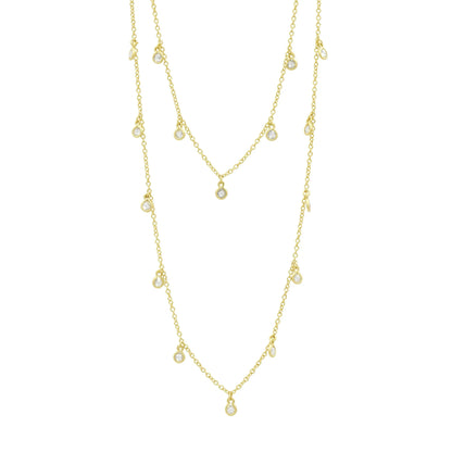 Gold Bezel Droplet Strand Necklace Signature 