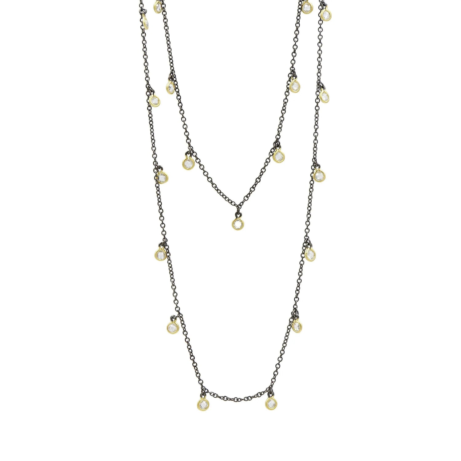 GoldBlack Bezel Droplet Strand Necklace Signature 