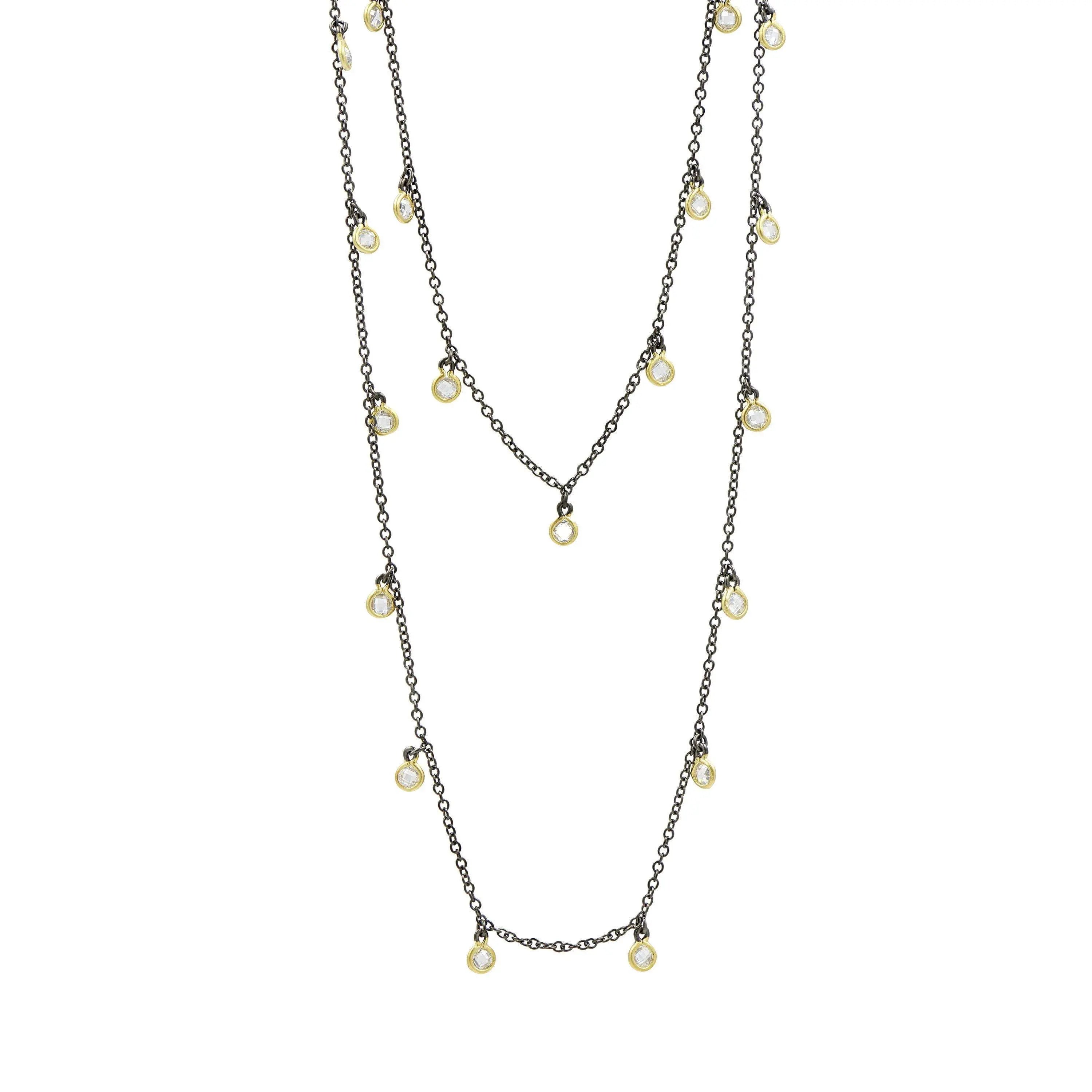 GoldBlack Bezel Droplet Strand Necklace Signature 