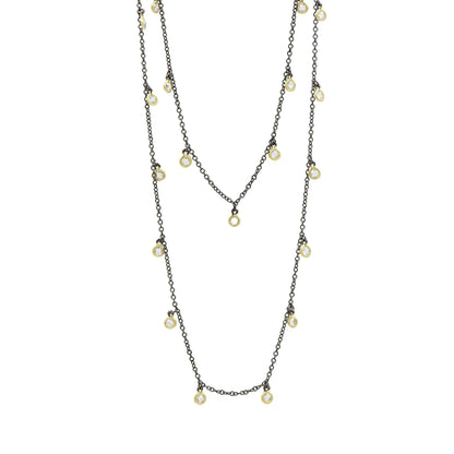 GoldBlack Bezel Droplet Strand Necklace Signature 