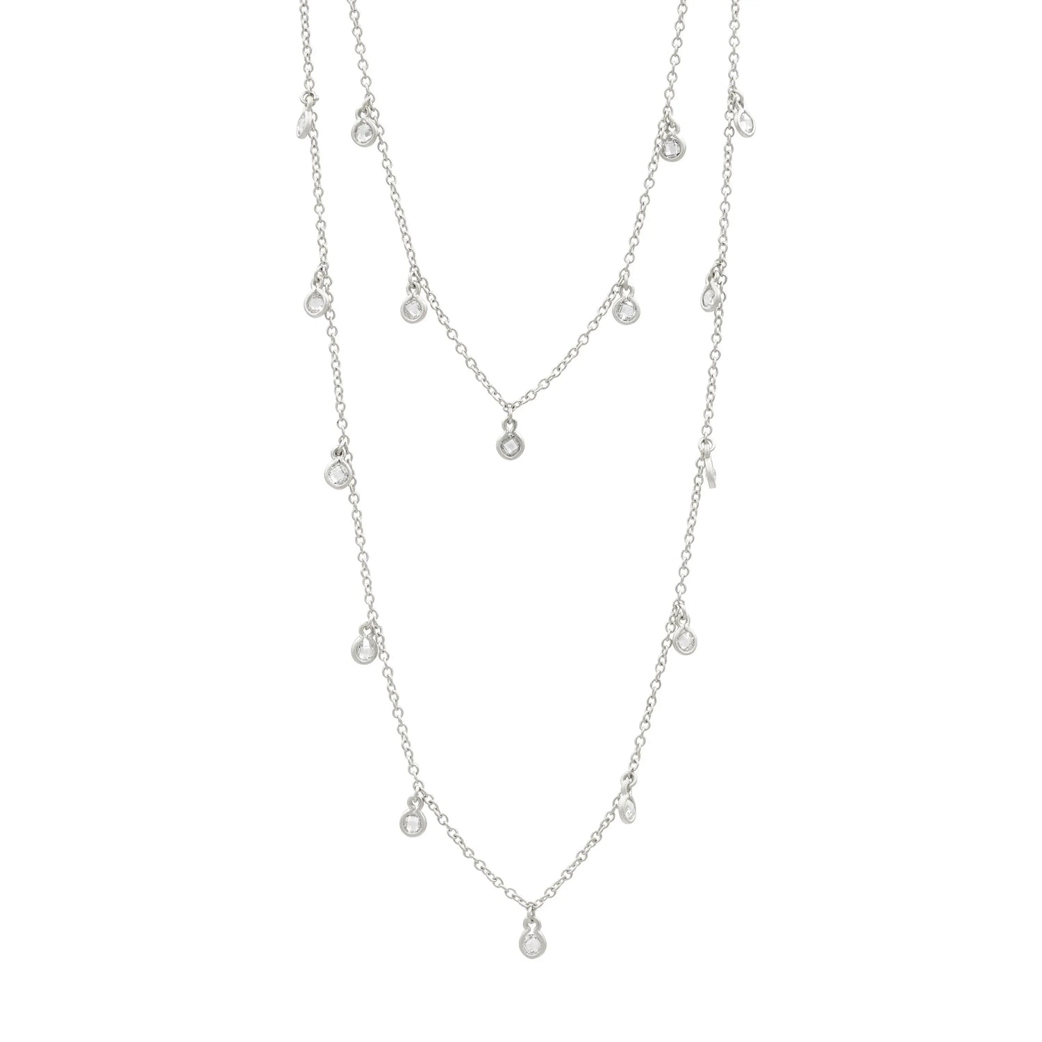 Silver Bezel Droplet Strand Necklace Signature 