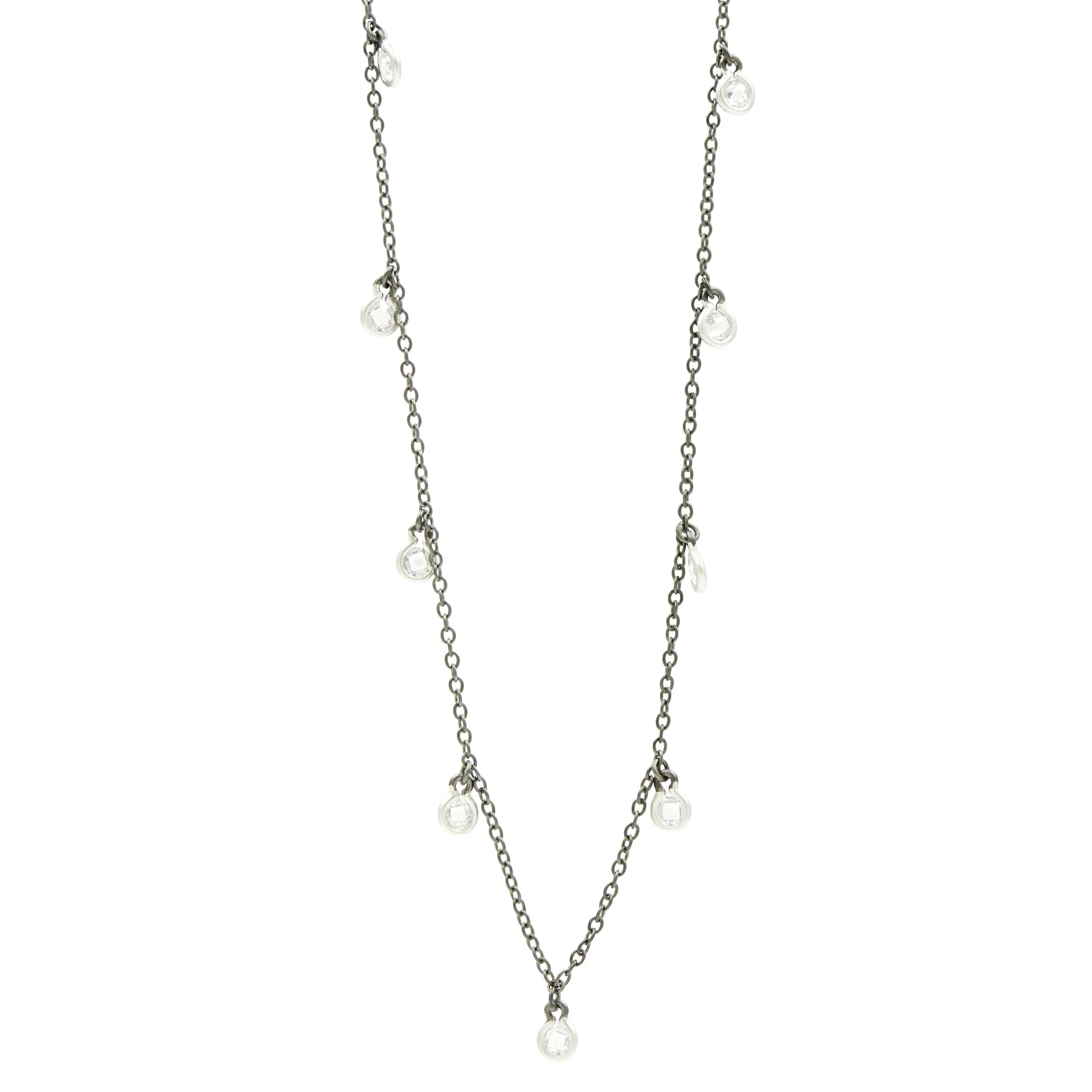 SilverBlack Bezel Droplet Strand Necklace Signature 