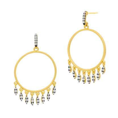 GoldBlack Blossoming Brilliance Open Hoop Earrings Armor of Hope EARRING