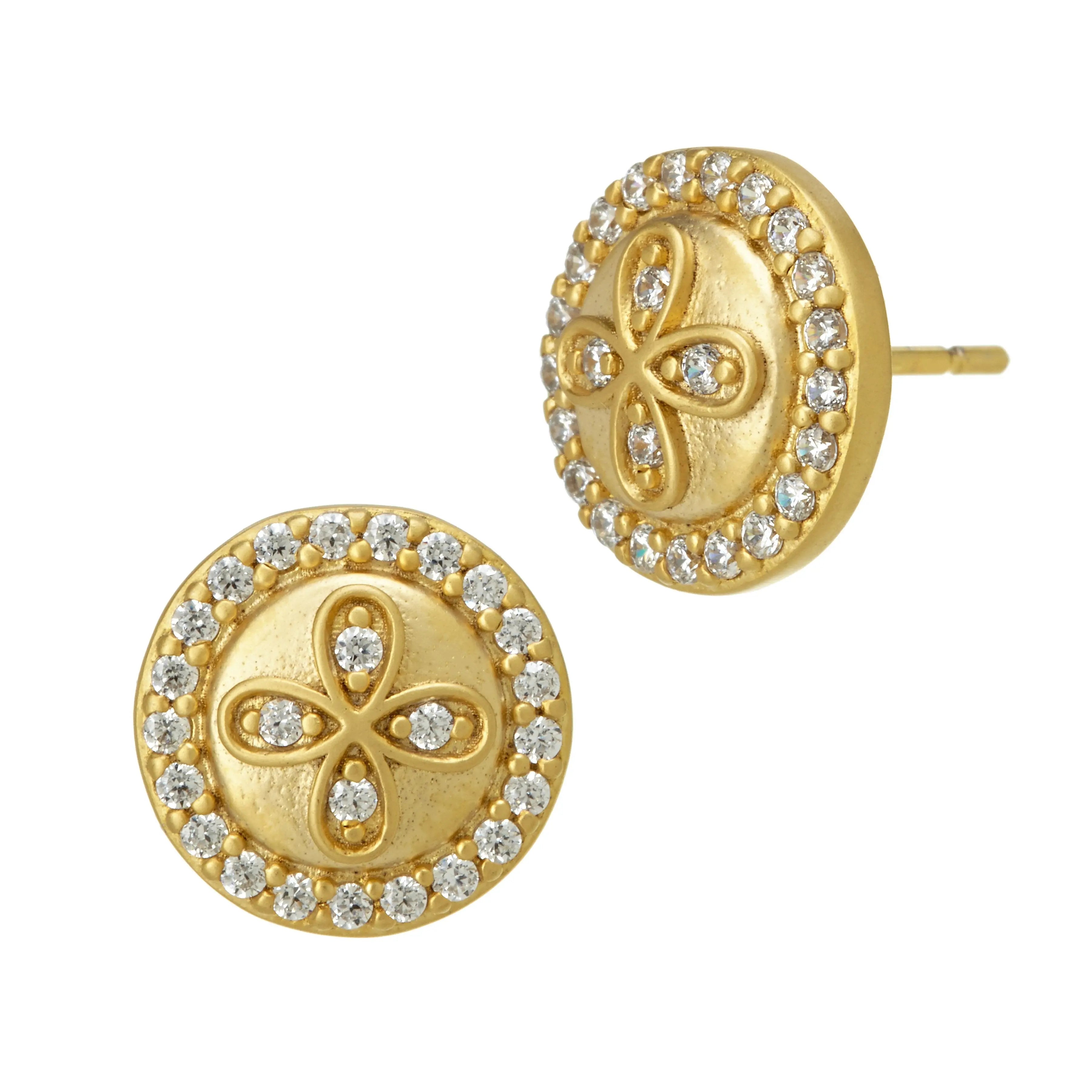 Antique Gold Oxidized Traditional Stud Earrings