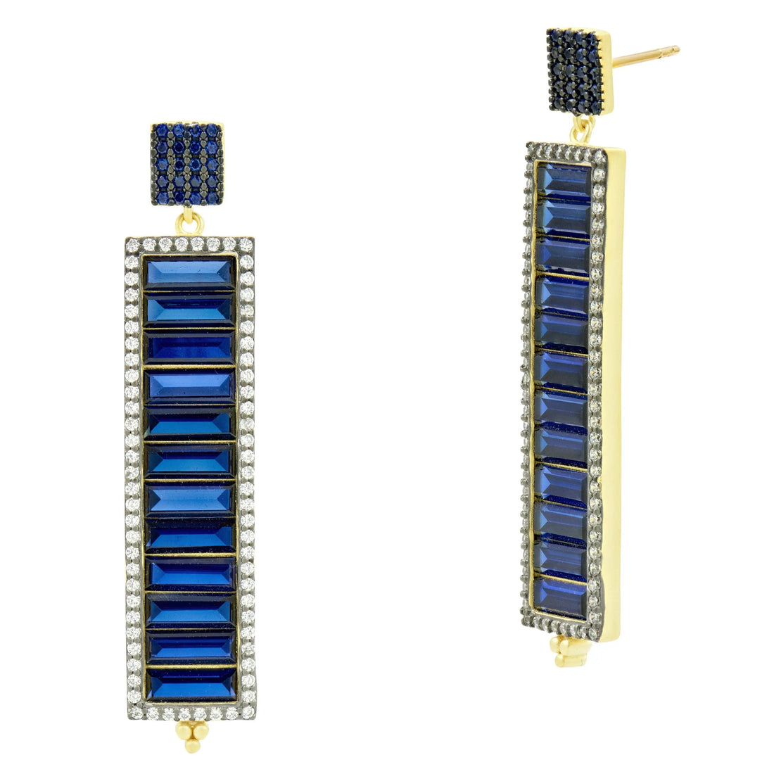 MatteGoldBlack FREIDA ROTHMAN Midnight Blue Baguette Linear Earring Midnight EARRING