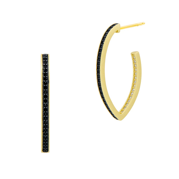 Black pave deals hoop earrings