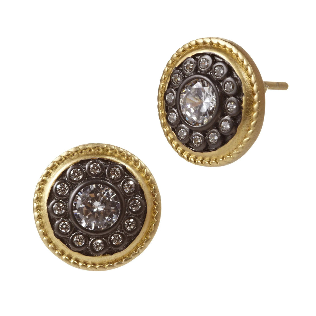 GoldBlack Nautical Button Stud Earrings Signature EARRING