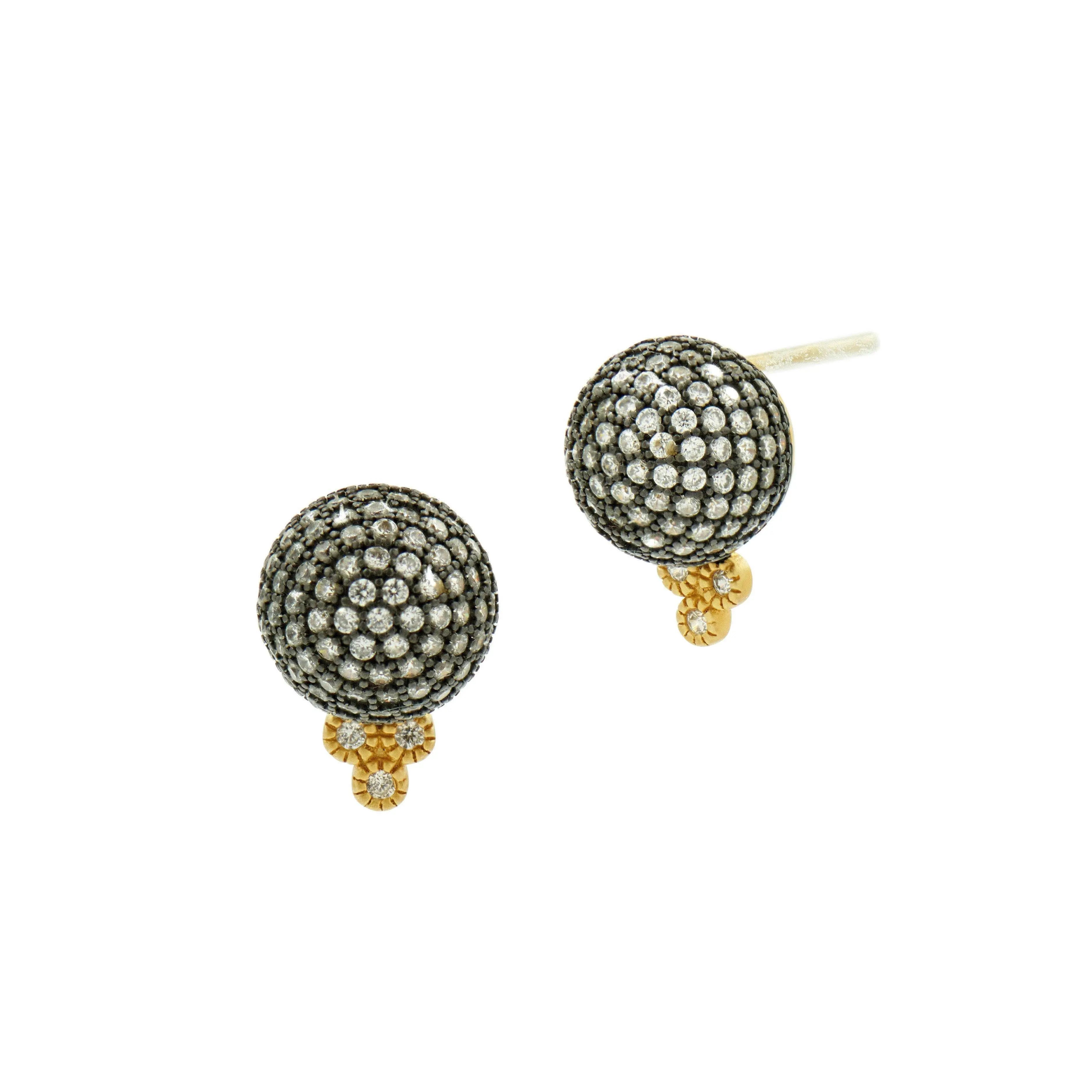 BlackGold Pavé Ball Stud Earrings FREIDA ROTHMAN EARRING