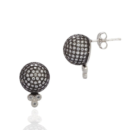 BlackSilver Pavé Ball Stud Earrings FREIDA ROTHMAN EARRING