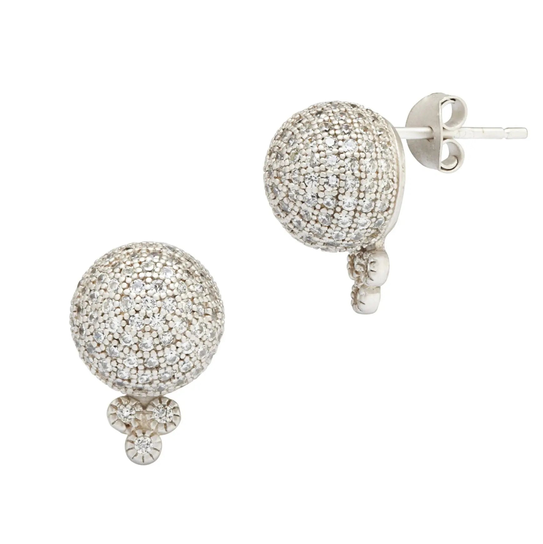 Silver Pavé Ball Stud Earrings FREIDA ROTHMAN EARRING