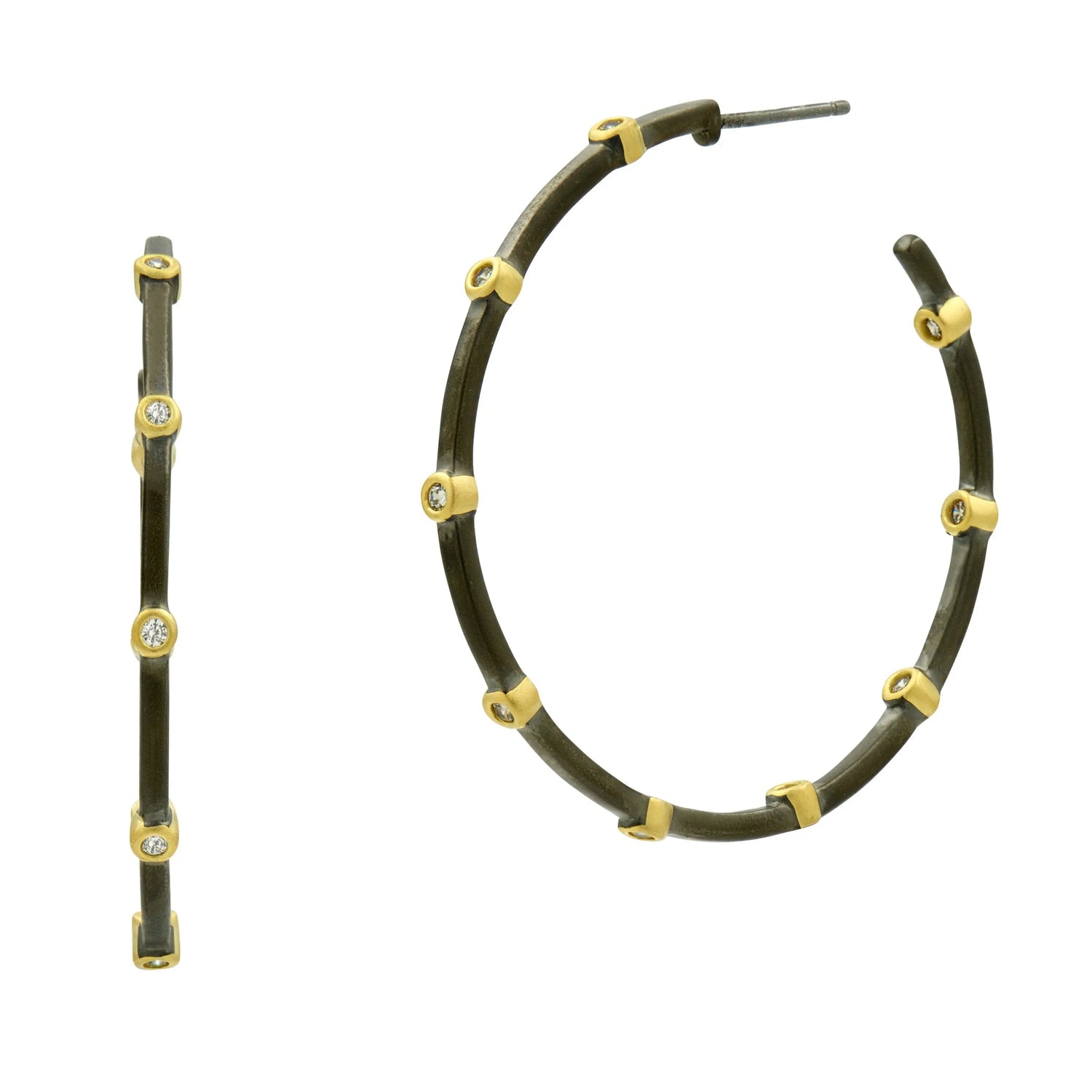 GoldBlackReverse Your Go-To Bezel Hoop Signature EARRING