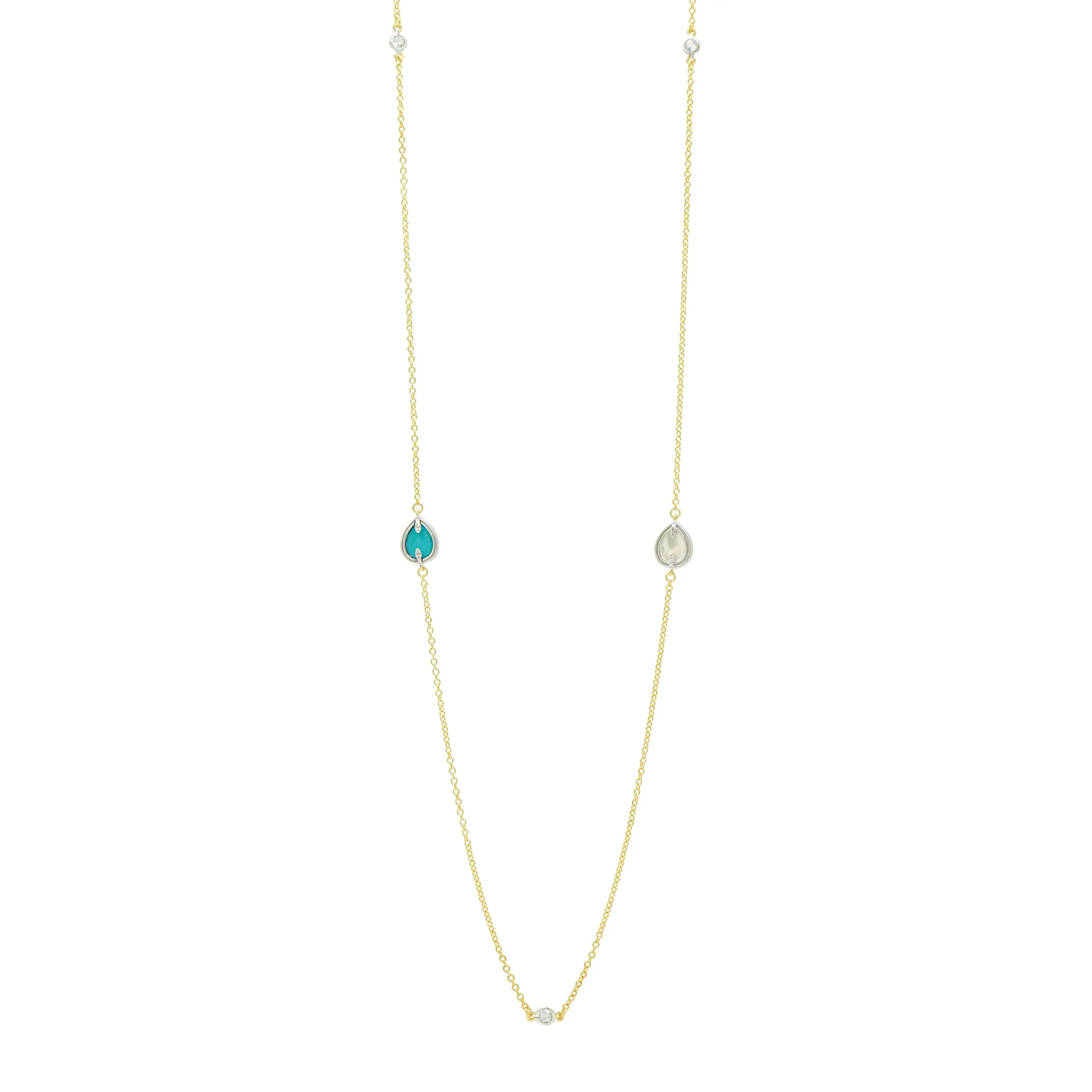 David Yurman Turquoise 3 Station Necklace - Couture USA
