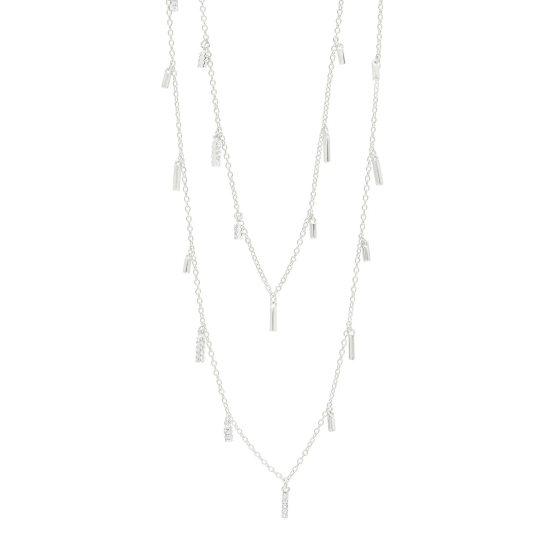 Radiance 60&quot; Droplet Station Necklace in Silver - FREIDA ROTHMAN