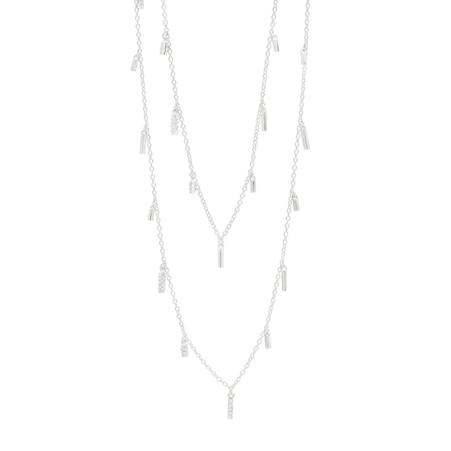 Radiance 60&quot; Droplet Station Necklace in Silver - FREIDA ROTHMAN