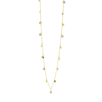 14KGoldandPlatinumonSterlingSilver Radiance Pavé Droplet 36&quot; Long Necklace Radiance NECKLACE