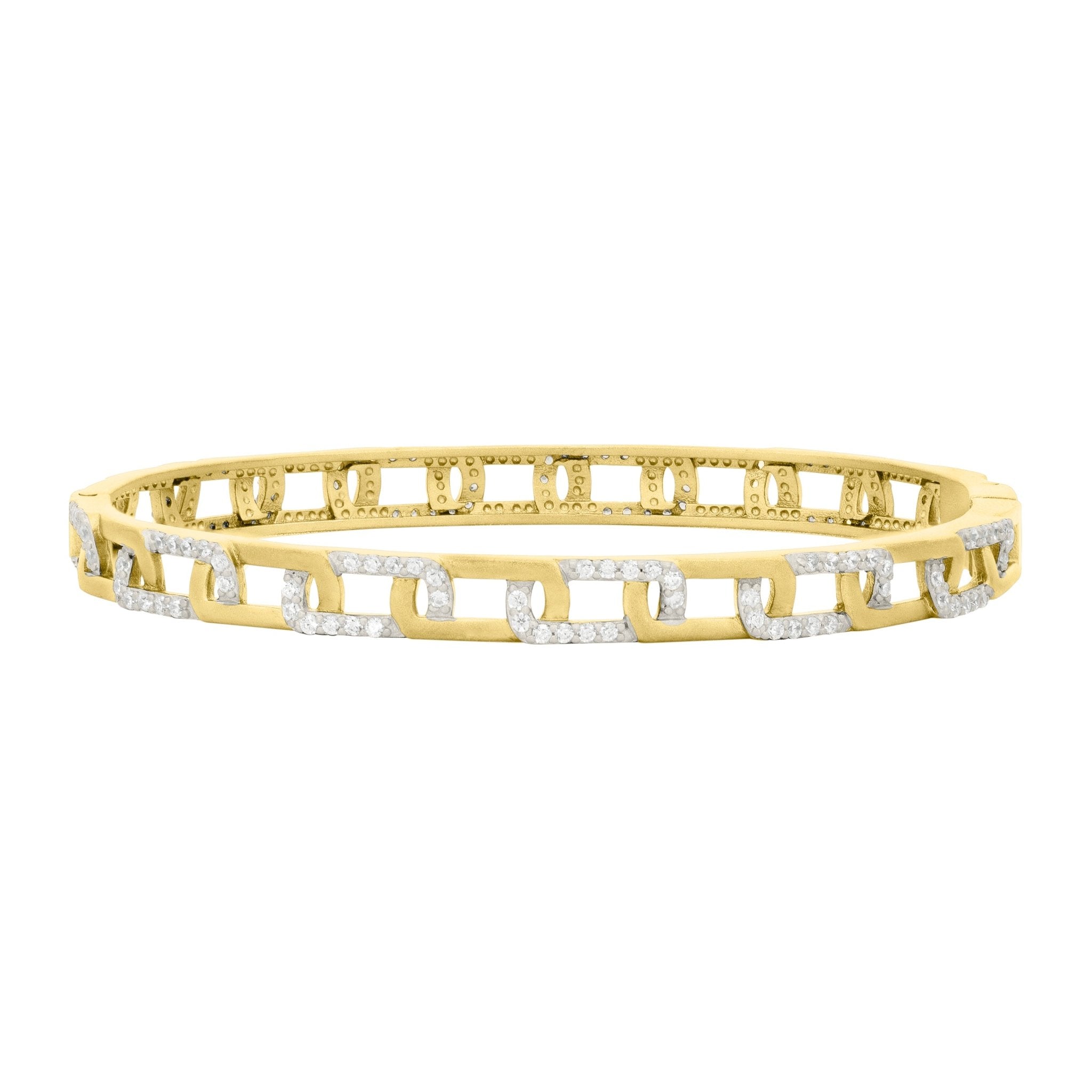 Signature Grit Chain Link Pavé Thin Hinge Bangle - FREIDA ROTHMAN