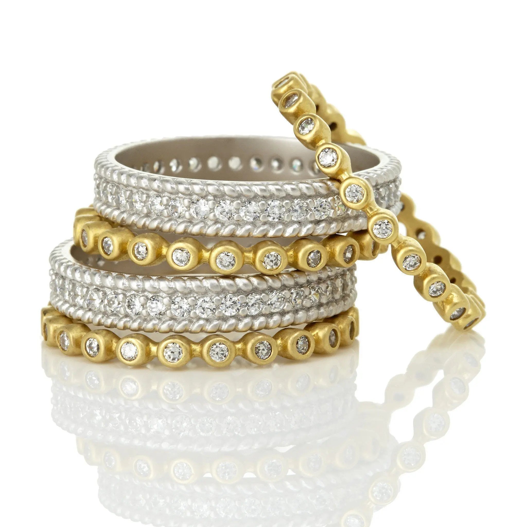 Signatature Two Tone Pav 5-Stack Ring - FREIDA ROTHMAN