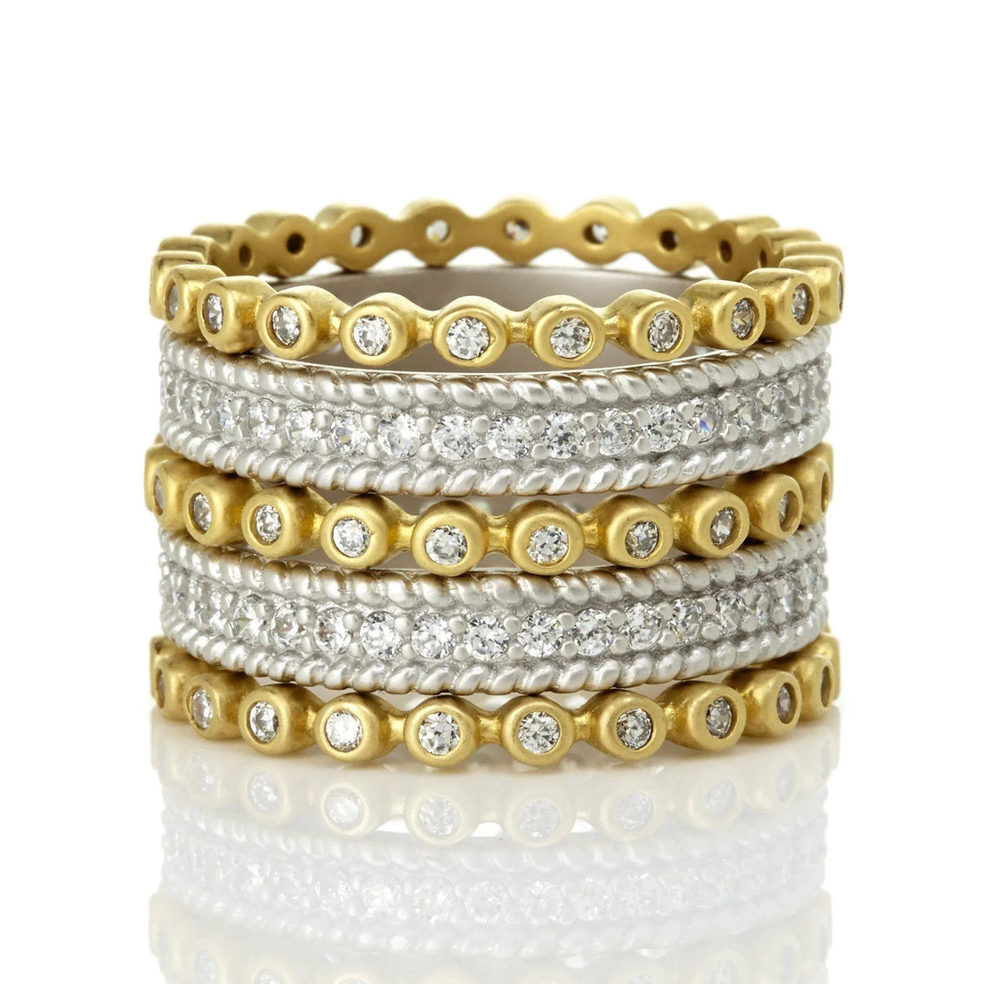 Signatature Two Tone Pav 5-Stack Ring - FREIDA ROTHMAN