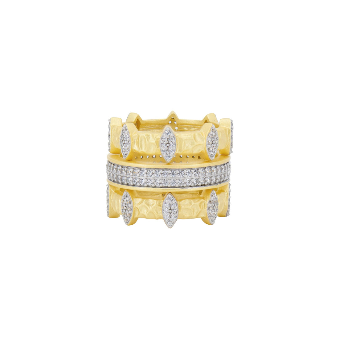 Petals in Bloom Textured 3-Stack Ring - FREIDA ROTHMAN