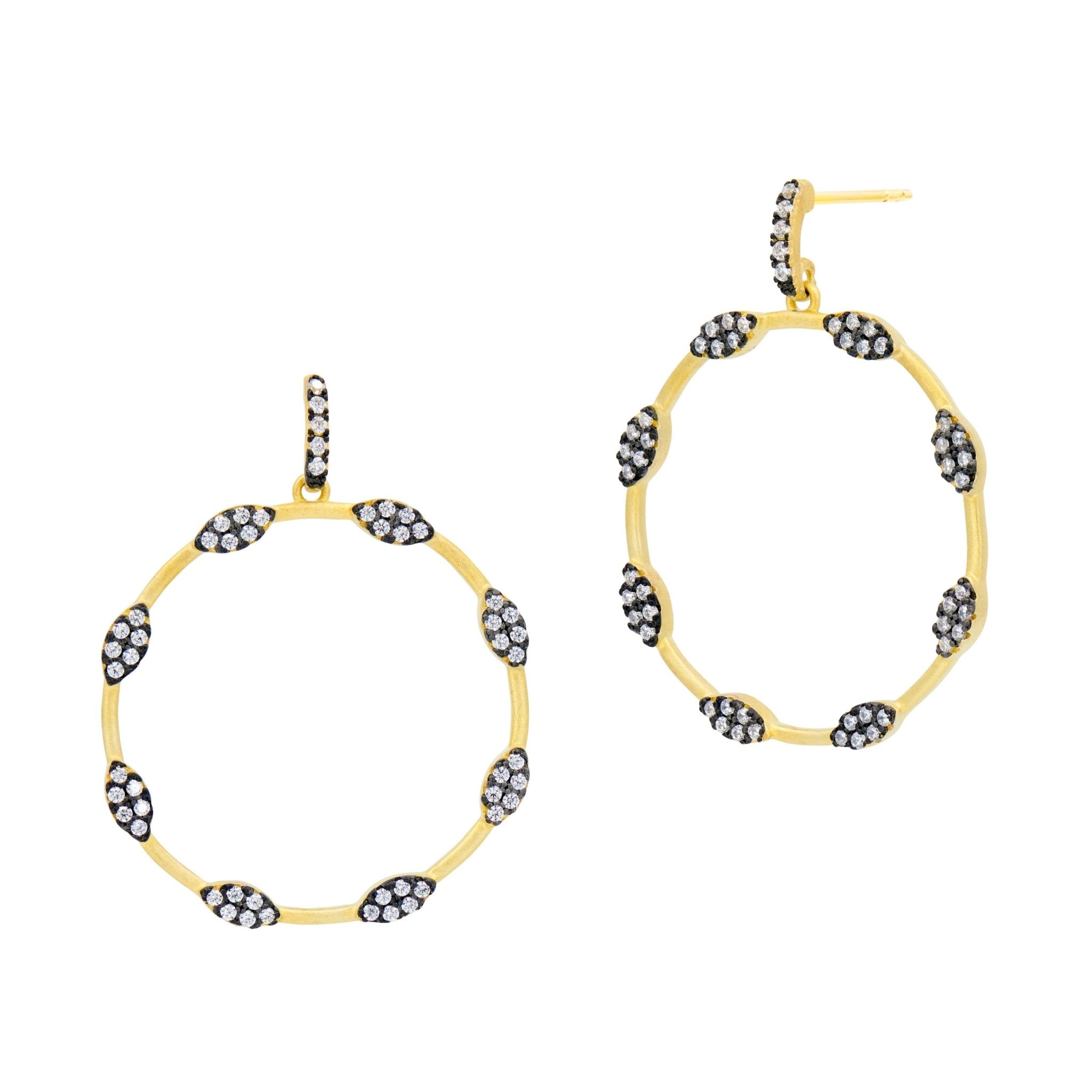 Sparkling Open Hoop Earrings - FREIDA ROTHMAN