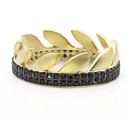 Black Pav Laurel Ring - FREIDA ROTHMAN